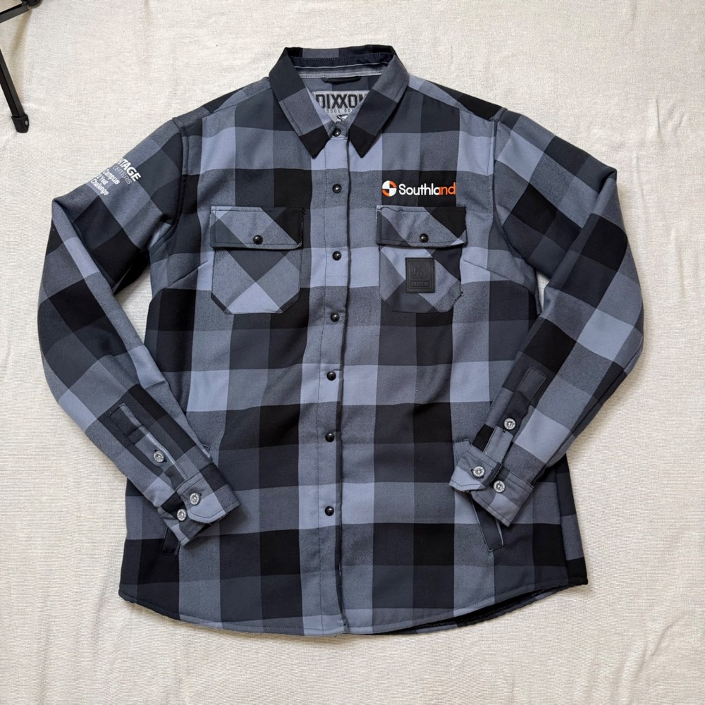 Dixxon Flannel jacket Mens M Grey Black La Muerte sherpa lined